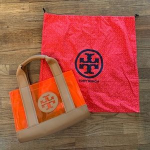 Tori Burch Orange Vinyl Tote Bag with dust bag